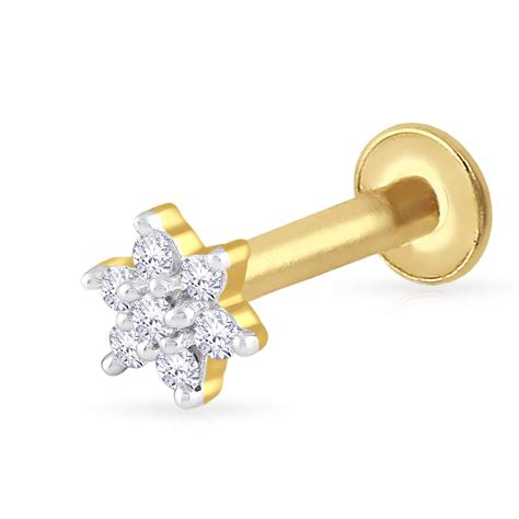 Buy Malabar Gold And Diamonds 18kt Yellow Gold And Diamond Nose Pin For