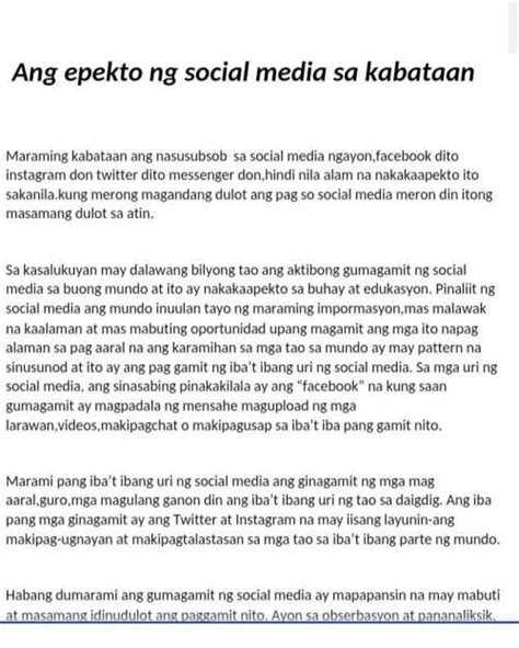 Talumpati Tungkol Sa Kabataan At Social Media Mobile Legends