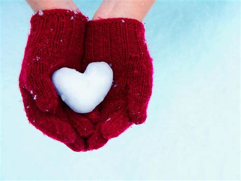 Hands With Love Heart Made Of Snow Wallpaper Red Mittens Winter T
