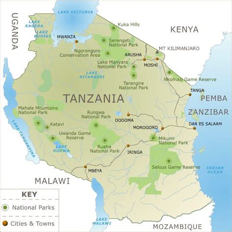 Mapa De Tanzania Mapa De Rios