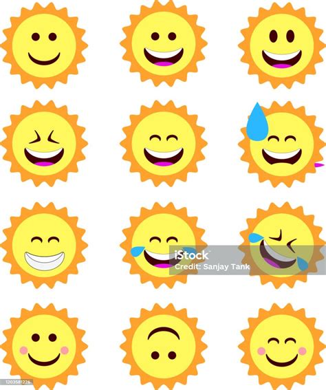 Set Of Sun Smileys Stock Illustration Download Image Now