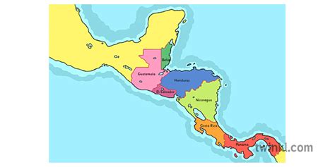 Map Of Central America With Modern Borders Marked Twinkl