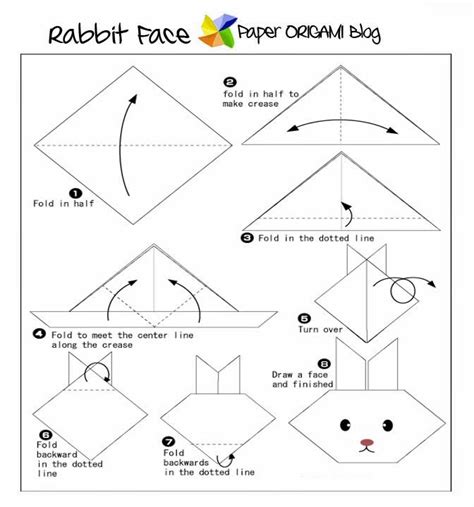 Animals Origami Rabbit Face Paper Origami Guide