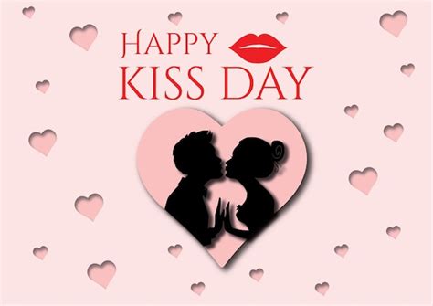Premium Vector Poster Of Happy Kiss Day Couple In Heart Kissing Each