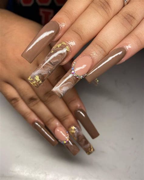 your favorite nail tech🙈 on instagram “brown marble french🤎🤎” in 2021 brown acrylic nails