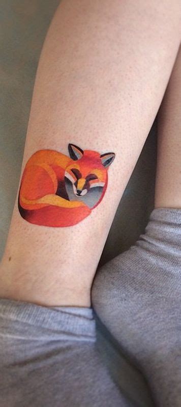Watercolor Fox Tattoo © Tattoo Artist Sasha Unisex 💗 💗 💗 💗 Unique