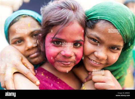 Mathura Uttar Pradesh India Asia Holi Festival Of Colors Stock