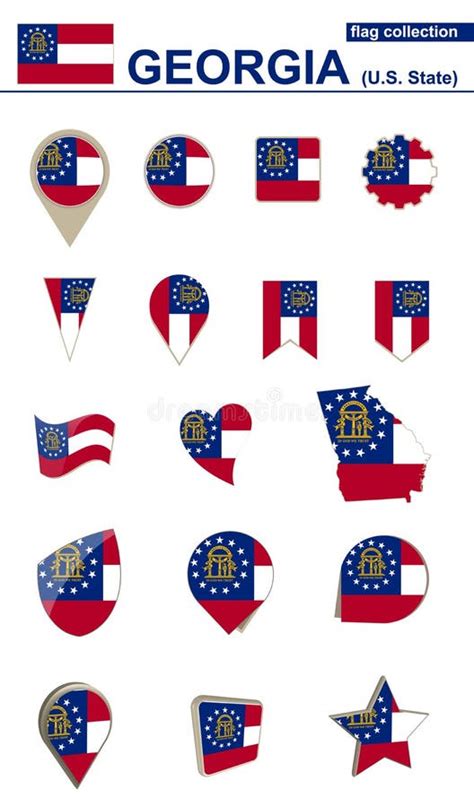 Georgia State Flag Collection Big Set For Design Stock Vector