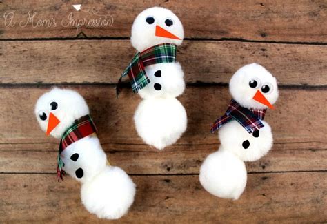 Easy Snowman Crafts For Kids Pom Pom Snowman Magnet