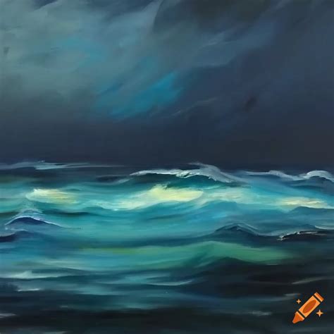 Oil Painting Dark And Moody Ocean Scene