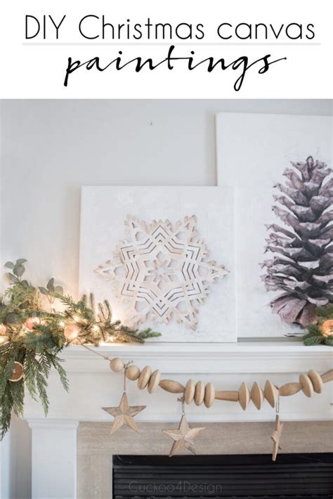 Snowflake And Pinecone Diy Christmas Canvas Paintings Cuckoo4design