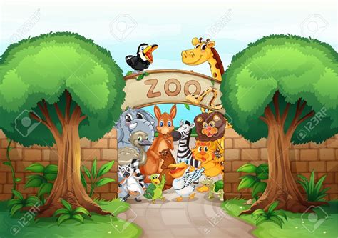 Illustration Of A Zoo And Animals In A Beautiful Nature Free Art