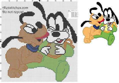 Goofy Baby With Pluto Baby Cross Stitch Pattern Free Cross Stitch
