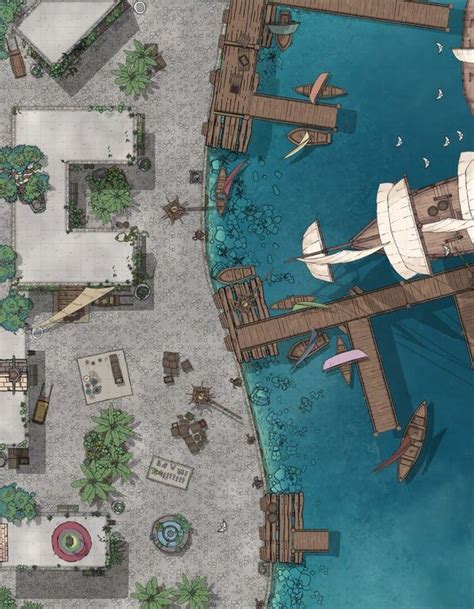 Port Nyanzaru Docks 35x45 Battlemaps Fantasy City Map Dnd