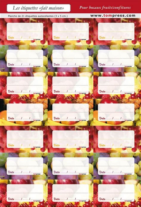 N'hésitez pas à les imprimer sur du papier autocollant c'est encore mieux! Etiquettes pour conserves de fruits et confitures par 84 ...