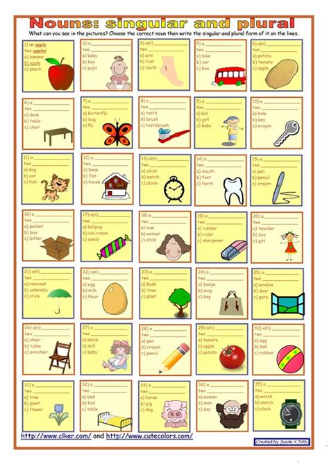 Nouns: Singular and plural * with key * fully editable worksheet - Free