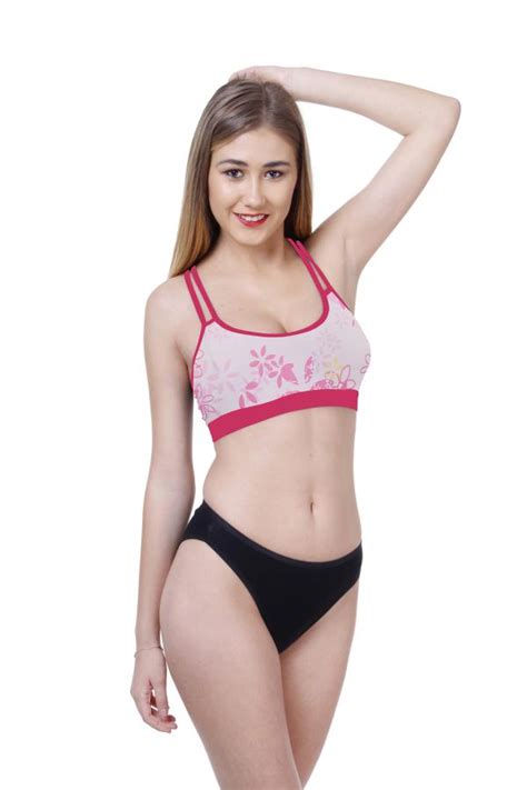 women cotton bra panty set for lingerie set pack of 3 color pink black yellow jiomart