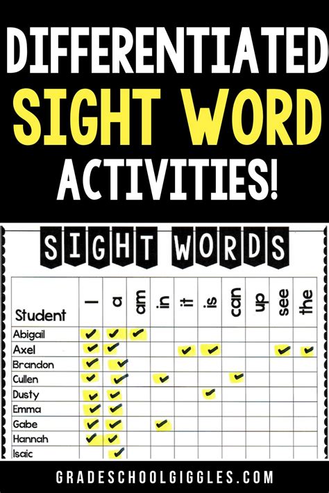 5 Differentiated Sight Word Activities You Can Try Today Grade School