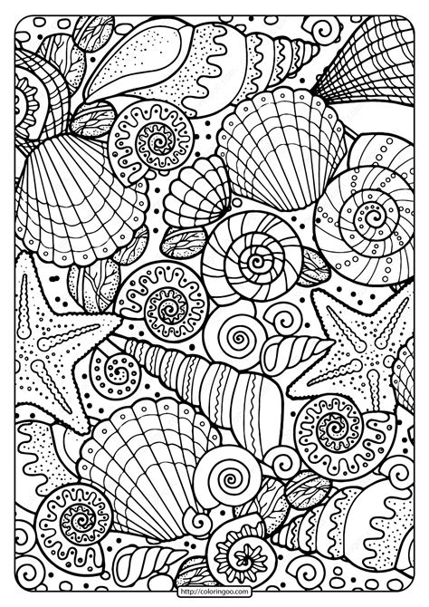 Free Printable Seashells Pdf Coloring Page