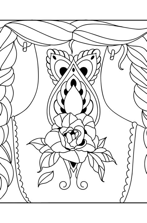 Mewarnai gambar Tato di punggung | Coloring-for-Adults.com