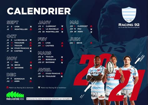 There is promotion and relegation between the top 14 and the next level down, the rugby pro d2. CALENDRIER TOP 14 - SAISON 2020-2021