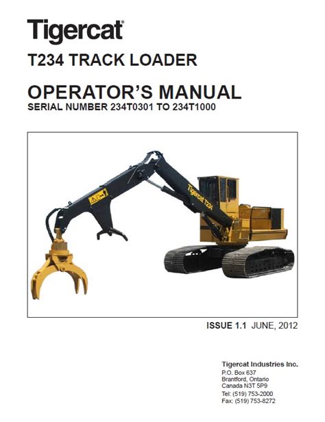 Tigercat Track Loader T234 Operator S Service Manual