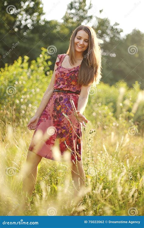 Pretty Teenage Girl In The Summer Park Stock Photo Image Of Single