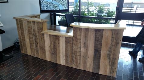 Custom Made Rustic Reclaimed Wood And Live Edge Reception Desk Rustic