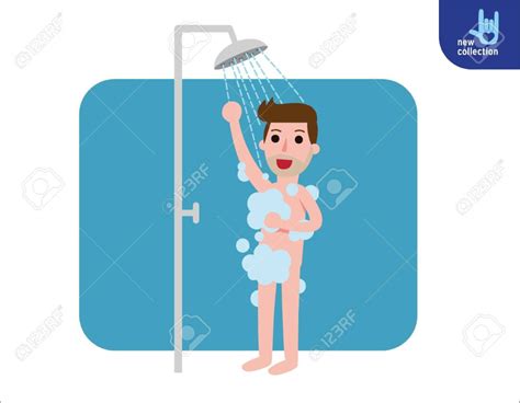 Hombre Feliz Tomando Ducha En El Baño Ducha Con Agua Corriente