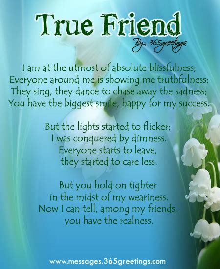 Friendship poems are inspired by the happiness or pain caused in a friendship. Friendship Poems - 365greetings.com