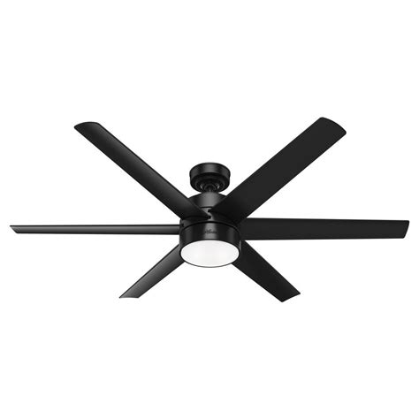 Hunter Ceiling Fan With Light 60 Inch Solaria In Matte Black 59624