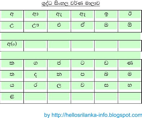 Sri Lankan Kids Sinhala Alphabet Printable Grade 1 Sinhala Worksheets