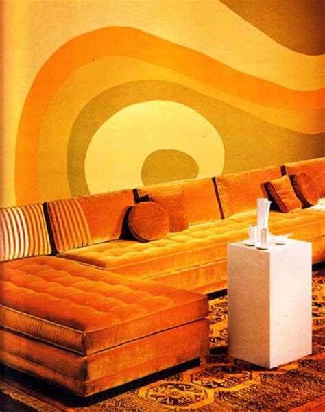 Home Decorating Ideas Vintage 1970s Vintage Yellow Brush On Wall Decor