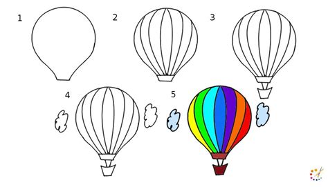 How To Draw Hot Air Balloon Step By Step For Kids And Beginners