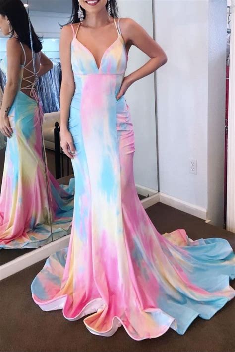 Mermaid Tie Dye Long Prom Dress In 2021 Tie Dye Wedding Dress