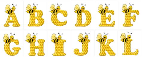 Bee Alphabet On Honeycomb Letters