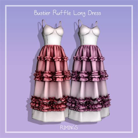 Bustier Ruffle Long Dress At Rimings Sims 4 Updates