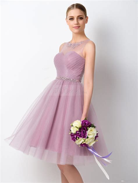 2016 Spring Summer Short Lilac Bridesmaid Dresses
