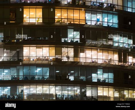 Window Of The Multi Storey Building Of Glass Office Lighting And