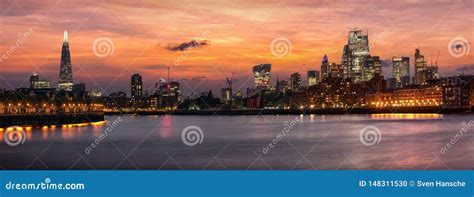 The Iconic Urban Skyline Of London Uk After Sunset Time Stock Photo
