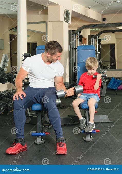 Man And Son In The Gym Stock Photo Image Of Vintage 56007436