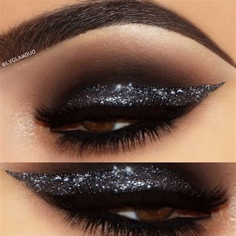 Smoky Black Glitter Eye Makeup Idea Michaelthesalon Makeup Goals Love