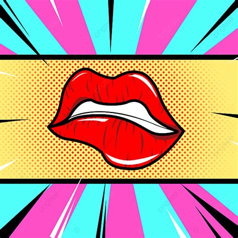 Pop Art Retro Lips Background Buble Zoom Comic Background Image For