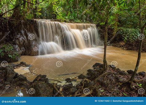 Huai Mae Kamin Beautiful Waterfall Stock Photo Image Of Plant