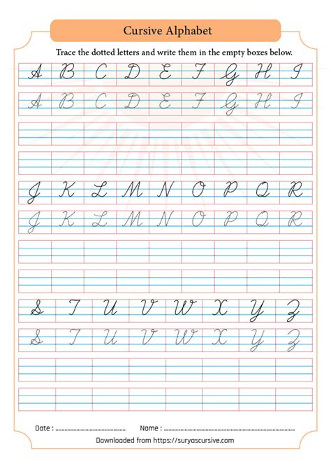 Capital Letters In Cursive Writing Worksheet SuryasCursive Com