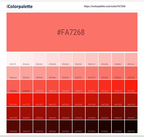 color space information fa7268 pantone 16 1546 tpx living coral similar pantone color name
