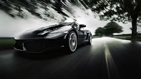 Hd Wallpaper Black Sports Car Road Background Speed Blur Supercar