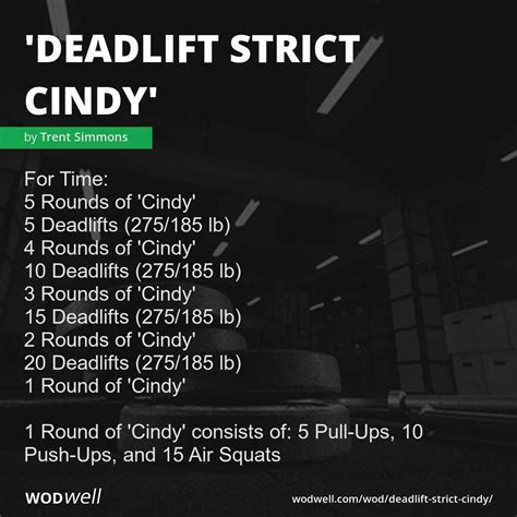 Deadlift Strict Cindy Wod For Time 5 Rounds Of Cindy 5