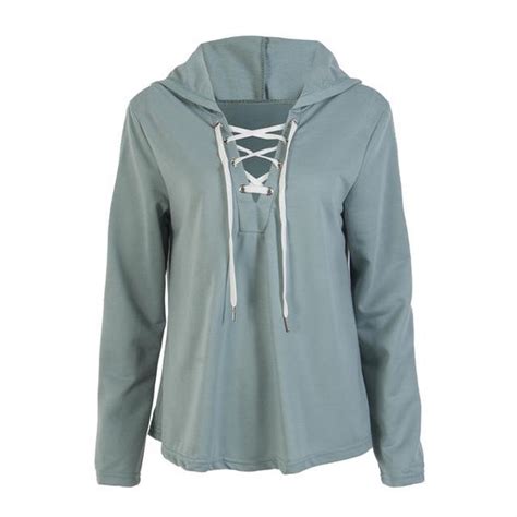 Bria Lace Up Hoodie Pullover Fray