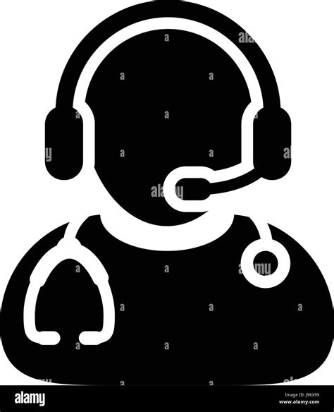 Doctor Icon Symbol With Online Support Wearing Headphone For Contacting